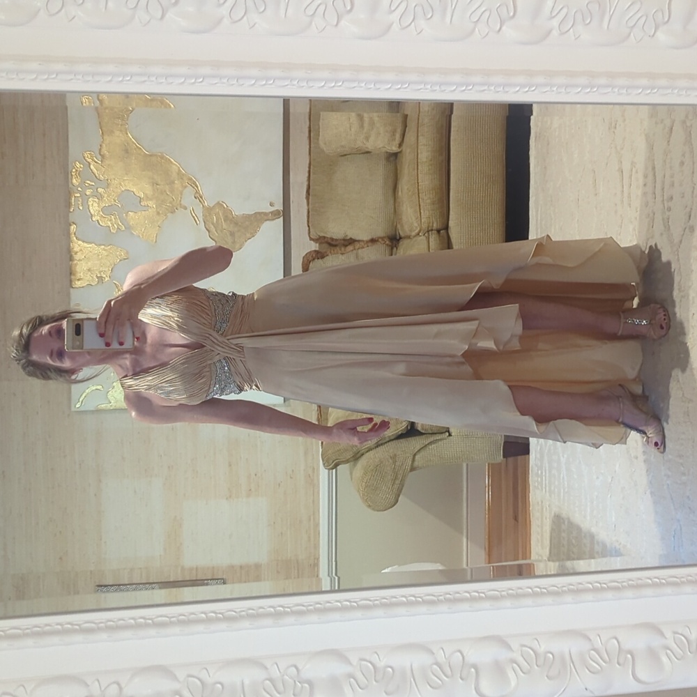 Priced to Sale!!! Gold and Rhinestone high-low evening gown